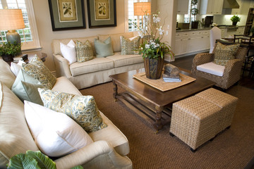 Spacious luxury home living room.