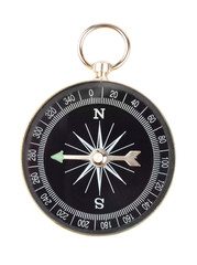 Old west oriented compass isolated over white