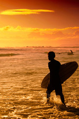 Silhouette of a surfer