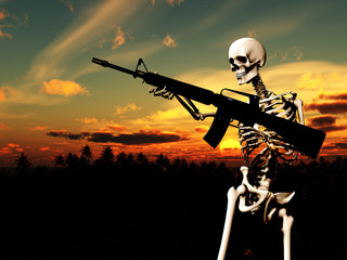 Naklejka premium War Skeleton With Background 4