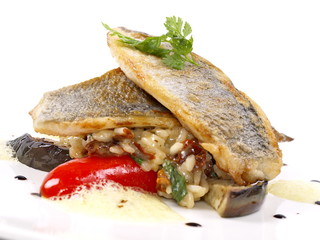 gebratenes dorade auf risotto