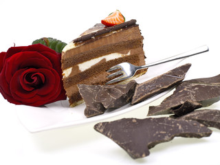 rote rose und schoko mousse torte