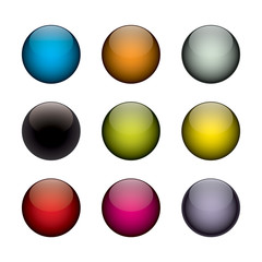An arrangement of colorful vector orbs / circles.