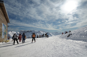 Ski resort in high mountain