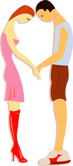 Obraz na płótnie Canvas vector illustration of bashful couple