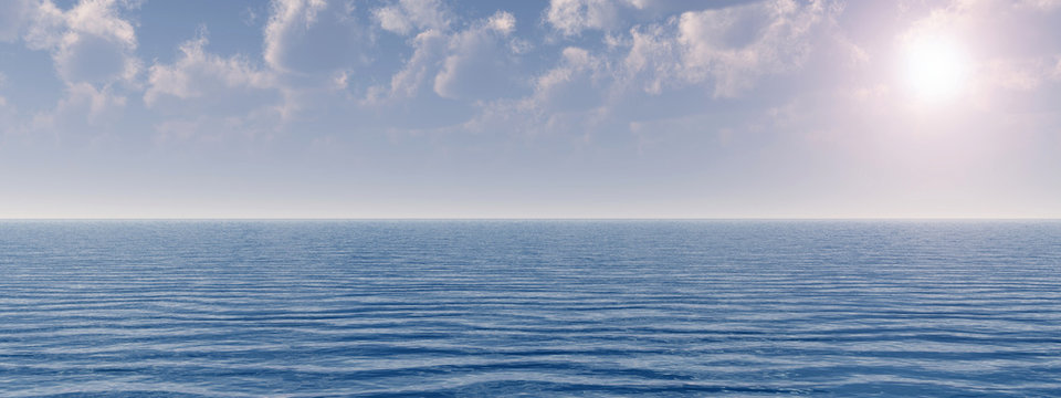 Fototapeta Beautiful sea and clouds sky - digital artwork