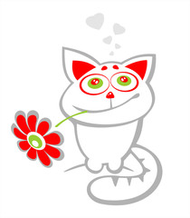 cat and flower