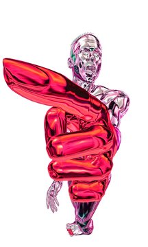 Rot metallic Zeigefinger mit Mann im Hintergrund