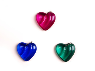 Colorful valentine hearts on the white background