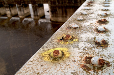 Verrostete Niete auf Brückenträger