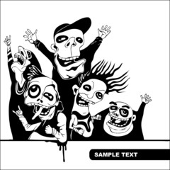 ink style vector grunge background with fans , CD cover