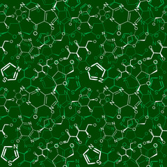 Seamlessly vector wallpaper chemistry scribbles on green
