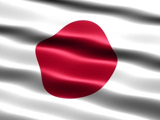 Flag of Japan, with silky appearance and waves