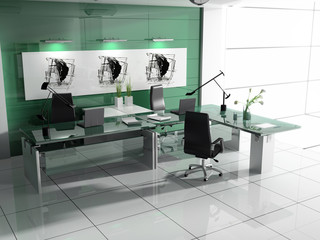 The modern interior of office 3d image