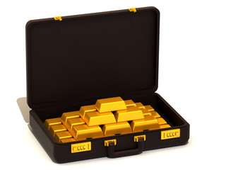 suitcase with gold