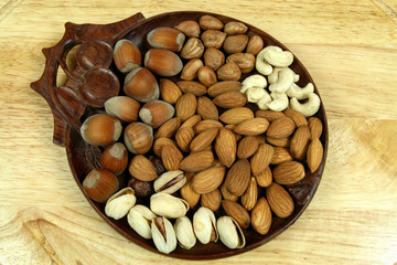 Mixture of nuts and almonds. Christmas cuisine.