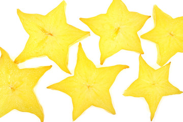 Fototapeta premium Tropical carambola - star fruit. Slices of starfruit.