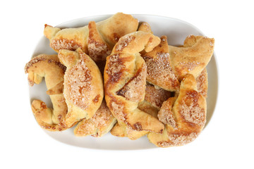 Small crescent rolls or croissants - sweet breakfast snacks 