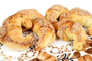 Small crescent rolls or croissants - sweet breakfast snacks 