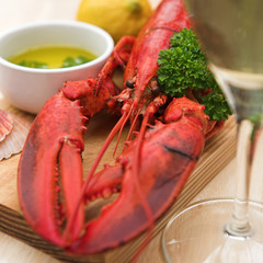 Lobster, lemon butter, parsley & fresh lemon - shallow dof