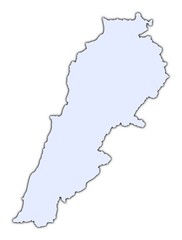 Lebanon light blue map with shadow