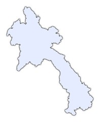 Laos light blue map with shadow