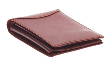 brown leather wallet isolated  on white