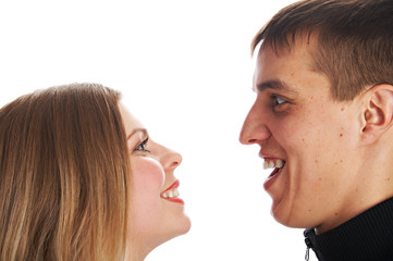 beautiful person and terrible person on white background