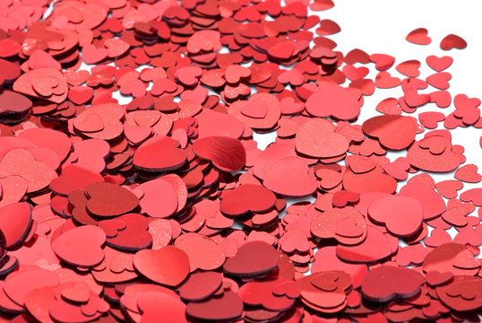red shiny hearts for a valentines background