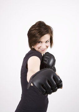 Brunette Kick Boxer Smiling