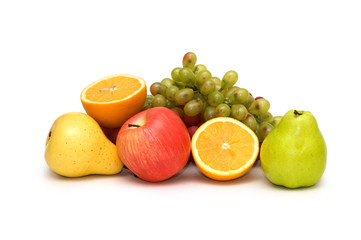 Various fruits isolated on the white background