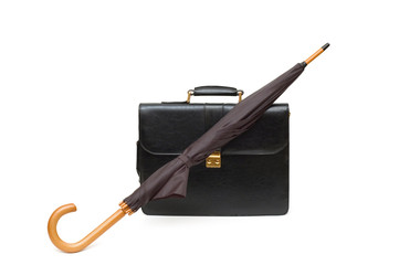 Businessmen accessories  - briefcase and umbrella 