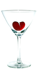 A broken heart drowning in a martini glass.