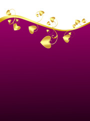 purple background with golden hearts