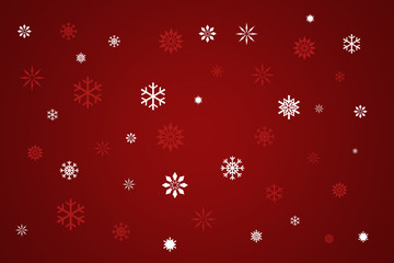 Red, White Snowflakes On Red, Winter Snow Background