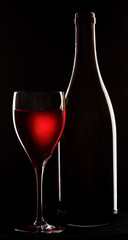 wine; objects on black background