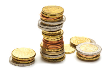 coins on white background
