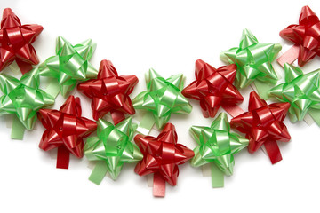 Plenty of colorful bows on a white background