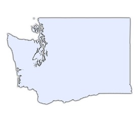 Washington (USA) light blue map with shadow