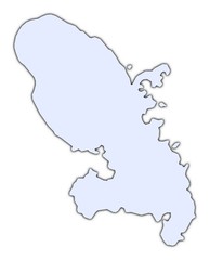 Martinique light blue map with shadow