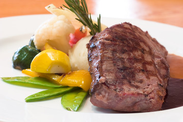 Juicy platter of beef steak 