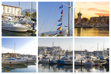 marina collage of five puerto vallarta images