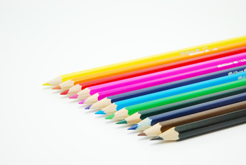 row of colored crayons 