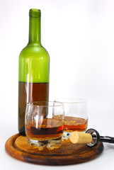 wine composition on white background