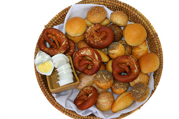 bread in basket with butter portion