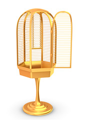 3d rendered golden cage isolated on white