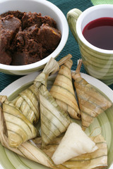 Traditional Malay compact glutinous rice called Ketupat