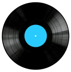Vinyl 33rpm record with blue label.  With clipping path.