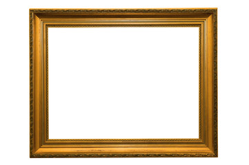 Gold picture frame, isolated on white with clipping path.