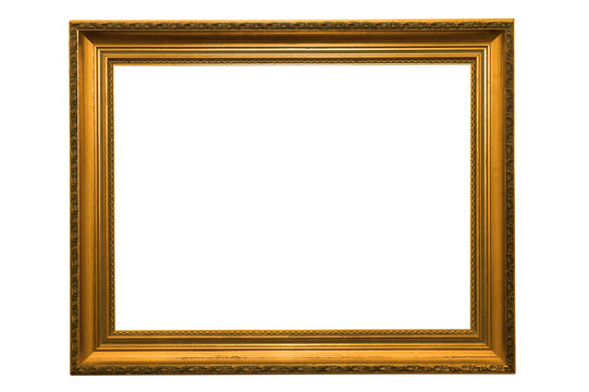 Gold picture frame, isolated on white with clipping path.